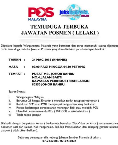 Ketua komunikasi korporat pdrm acp datin asmawati ahmad. Temuduga Terbuka Posmen Pos Malaysia Berhad 24 Mac 2016 ...