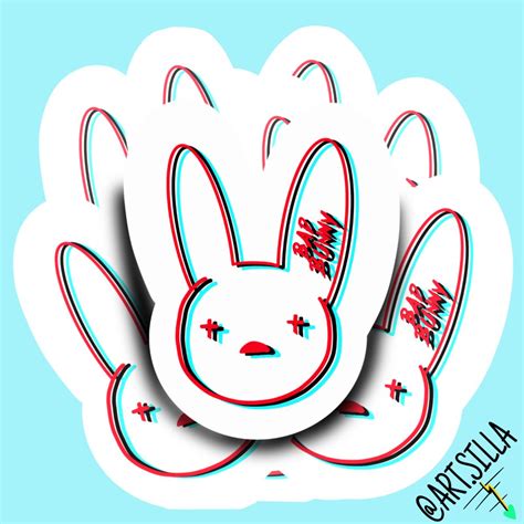 Bad Bunny Logo Sticker By Charlenegalla Redbubble Bunny Logo Bunny Wallpaper Bunny Tattoos