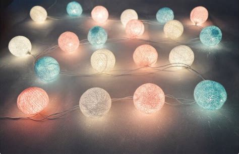 Pastel Sweet Handmade Cotton Ball String Fairy Lights Home