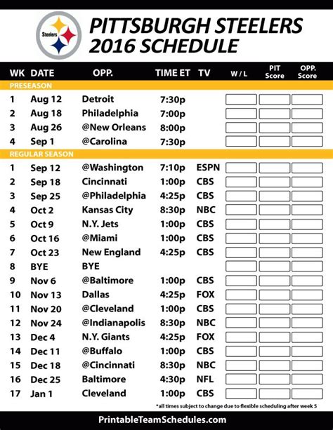 Steelers 2023 Schedule Printable Printable World Holiday