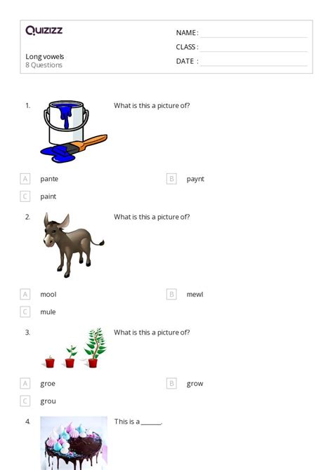 50 Long Vowels Worksheets For Kindergarten On Quizizz Free And Printable
