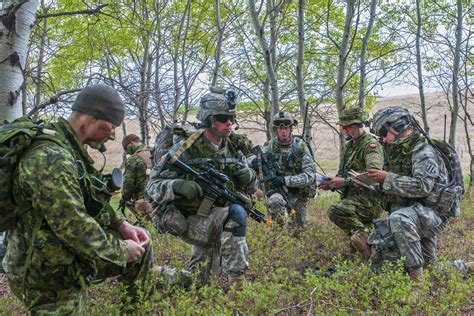 Us And Canadian Soldiers Prepare For An Assault On An Opposing Forces