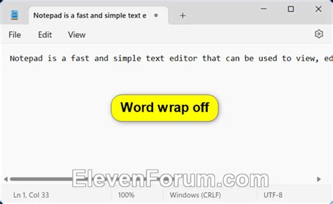 Turn On Or Off Word Wrap In Notepad In Windows 11 Tutorial Windows 11