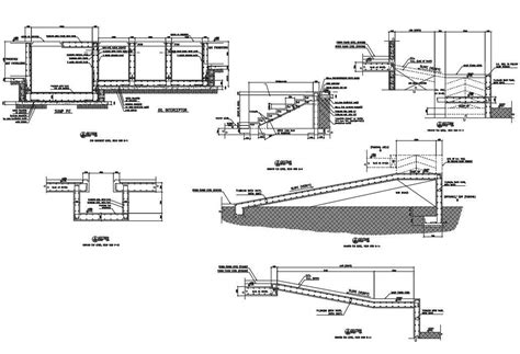 Autocad Dwg Drawing Of The Sump Pit And Oil Interceptor Section Details