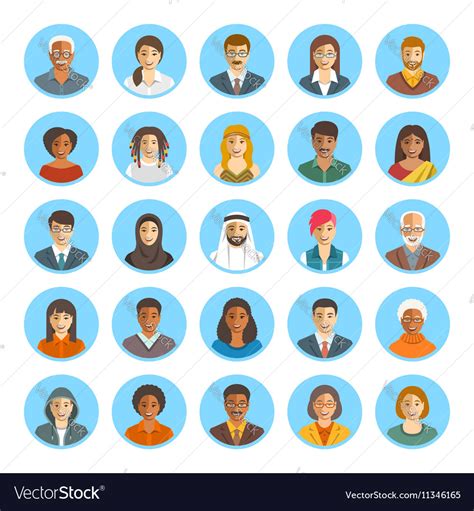 People Faces Avatars Flat Icons Royalty Free Vector Image