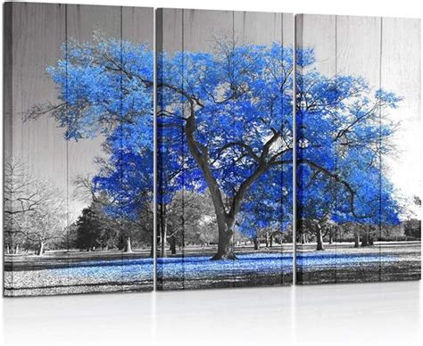 Kreative Arts Canvas Print Wall Art Painting Contemporary Blue Tree In