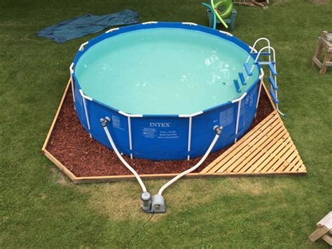 How to build a backyard pool deck. Landscaping around base of Intex Ultra Frame pools - Page ...