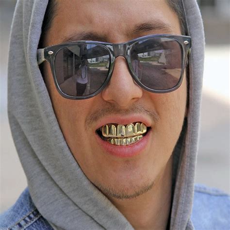 Gold Plated Hip Hop Teeth Grillz Top And Bottom Grill Mouth Teeth Grills