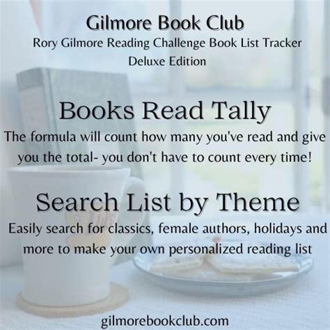 Rory Gilmore Reading Challenge Book List Tracker Sheet Pdf Gilmore