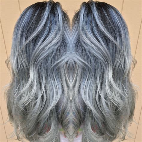 Blue Silver Hair Blue Hair Silver Hair Grey Hair Styles For Women