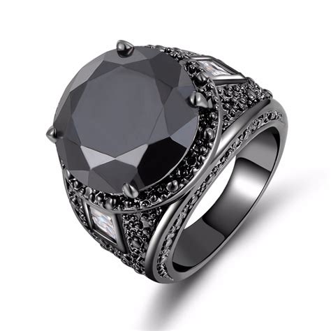Our very own black titanium rings are extremely durable and scratch resistant! 2017 Fashion men Jewelry big men's Simple Black gold Stone male Ring Black Rhodium Plated ...