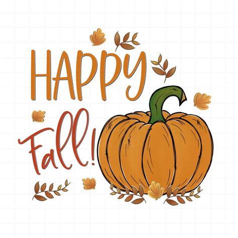 HAPPY FALL Digital PNG Clipart, Fall Pumpkin Printable Clipart, Digital