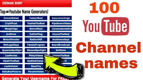 Best Youtube Channel Names Youtube Channel Names Best Names For