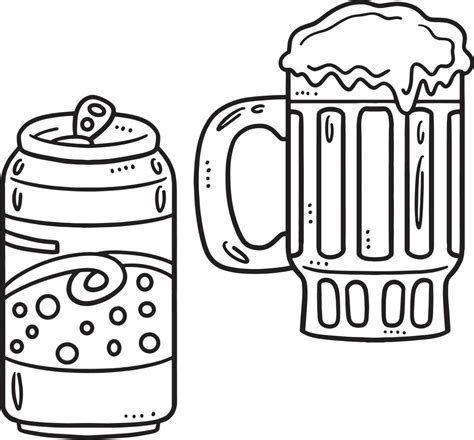 Desenho De Caneca De Cerveja E Lata De Refrigerante Isolada Para