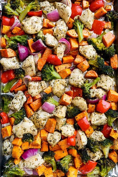 This chicken meal prep recipe keeps things interesting by adding different spices to each chicken breast. Garlic Herb Chicken & Sweet Potato Sheet Pan Meal Prep ...