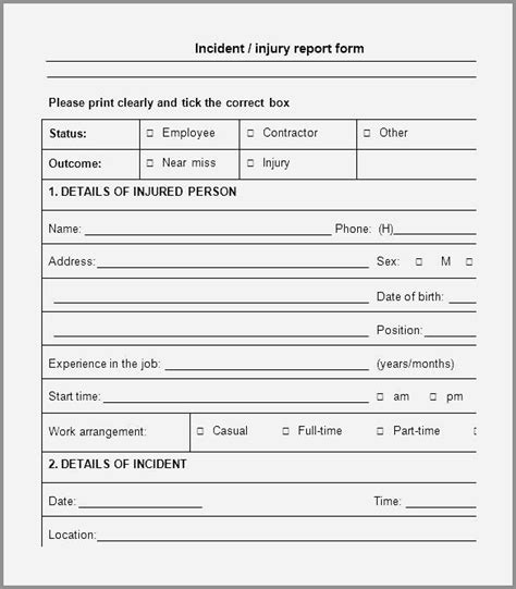 General Incident Report Form Template Incident Report