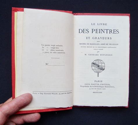 Le Livre Des Peintres Et Des Graveurs By Marolles Michel De