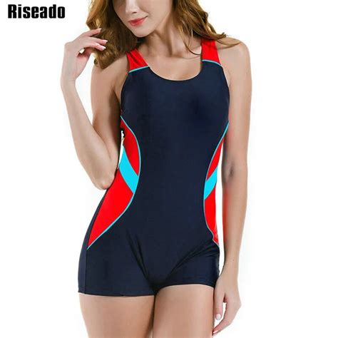 Riseado Sports One Piece Swimsuits Women Swimwear Boyleg Rashguard