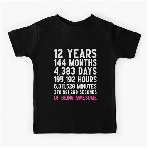 Girls 12th Birthday Countdown T Shirt Funny T Birthday T 12 Year