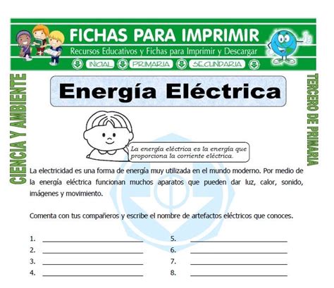 Ficha De Energia Electrica Para Tercero De Primaria Energia Electrica