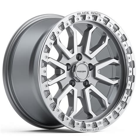 Black Rock Cobra Silver Machined 17x9 5x150 Wheel And Tyre Package Cnc