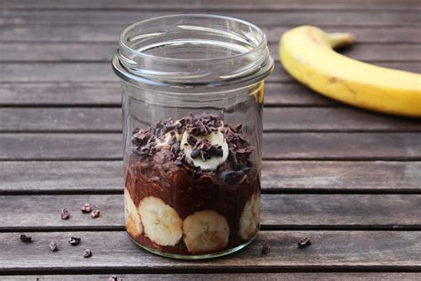 Schlanke Overnight Oats Schoko Banane