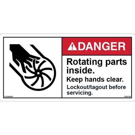 Ansi Safety Label Danger Rotating Parts Keep Hands Clear