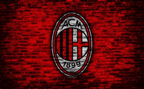 Ac milan clours flag football seria a soccer logo italy. Download wallpapers Milan FC, 4k, logo, brick wall, Serie A, football, Italian football club ...