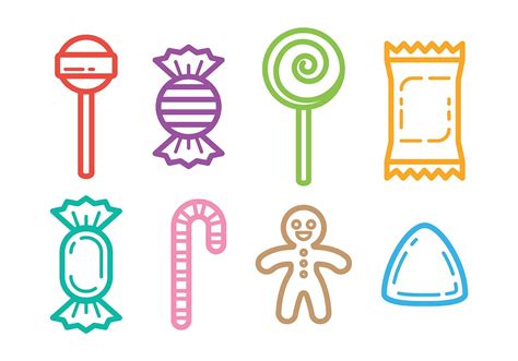 Outlined Candy Icons Vector Vector Art At Vecteezy