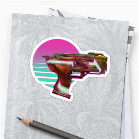 Cyberpunk Vaporwave Cyberwave Gun Blaster Pistol Sticker By Banditjoj