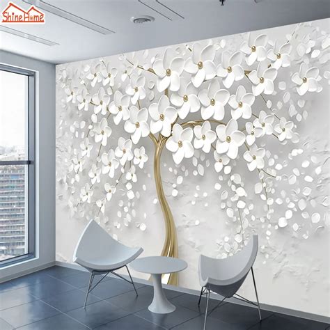 3d Tree And Flower Wallpaper Murals Roll For Living Room Walls Home