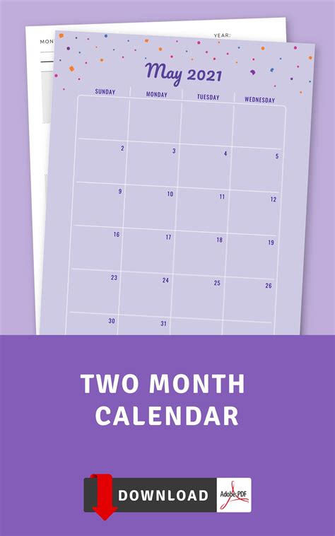 Stylish Two Month Calendar Template Designed To Help You Manage Your