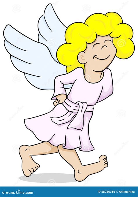 Cartoon Angel Is Walking Satisfied Stock Vector Illustration Of Cute