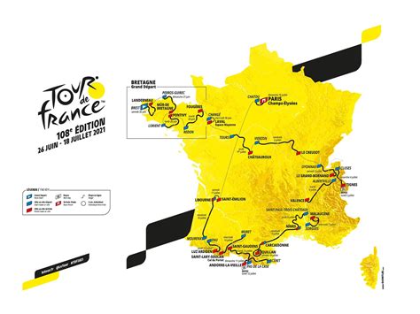 Les coureurs, de ce tour de france 2021, s'élanceront vers des lieux bien implantés dans la culture cycliste finistérienne : Tour De France 2021 Brest Parcours - Carte Bonne Année 2022