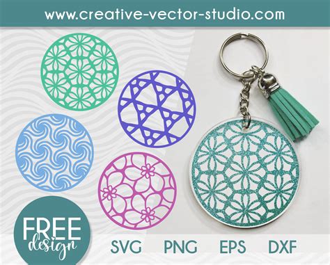 Free Keychain Round Patterns, PNG, DXF, EPS | Creative Vector Studio