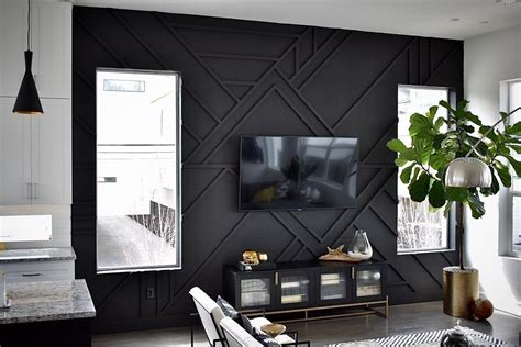 Oscuro Black 73 Cabinet Feature Wall Living Room Black Walls Living