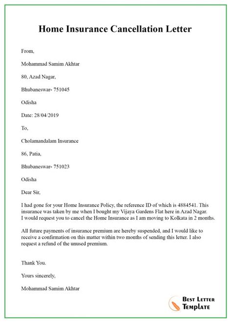 Check spelling or type a new query. Insurance Cancellation Letter Template - Format Sample ...