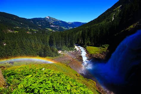 Austria Rainbow Mountains River Forest Wallpapers Hd Desktop And