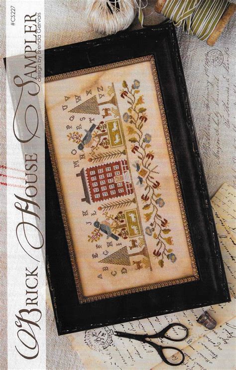 counted cross stitch pattern brick house sampler antique reproduction cross stitch colonial