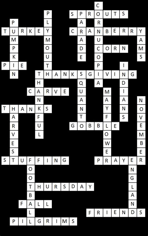 We will keep you updated with more answers. Thanksgiving Crossword Puzzle