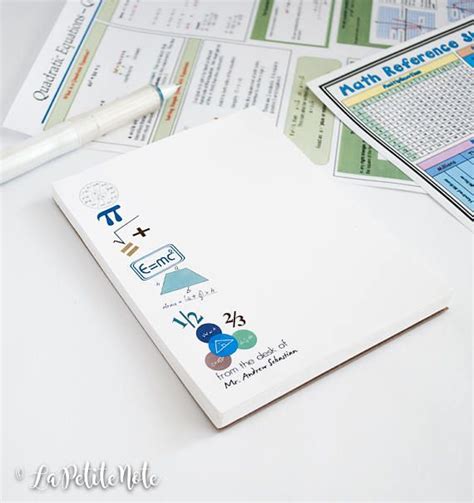 Math Personalized Notepad Math Teacher Notepad Etsy Personalized