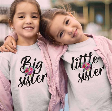 Big Sister Little Sister Flowers Siblings Shirts Fabconic