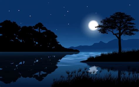 Night Sky Moon River Reflection