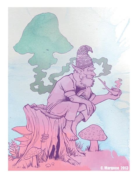 Items Similar To Nomadic Mushroom Gnome Print Psychedelic Art Trippy