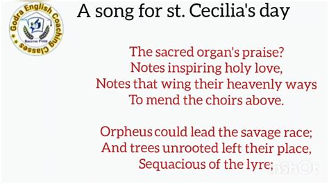 A Song For St Cecilias Day By John Dryden Poem Explanation In Hindi