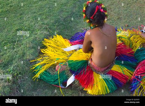 Yapese Girl In Traditional Clothing At Yap Day Festival Yap Island