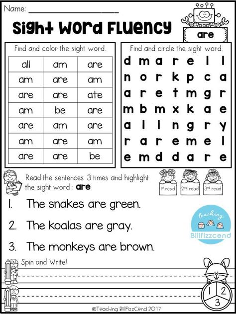 sight word fluency activities sight word