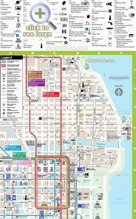 Chicago Maps Top Tourist Attractions Free Printable City Street