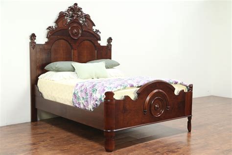 Four poster bed queen size mahogany antique reproduction. SOLD - Victorian Antique 1860's Carved Cherry Queen Size ...