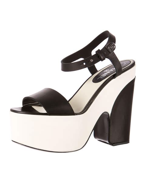Chanel Colorblock Platform Sandals Black Sandals Shoes Cha82859